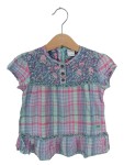Vorschaubild 1 von Bluse Mädchen Gr. 92-98 kariert Blumenmuster Rüschen Kurzarm