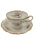 Vorschaubild 1 von Tasse Unterteller Blumenmuster Goldrand Porzellan