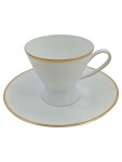 Vorschaubild 1 von Tasse Unterteller Porzellan Weiß Goldrand