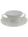 Vorschaubild 1 von Suppentasse mit Untertasse Goldrand Porzellan Weiß
