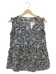 Vorschaubild 1 von Bluse Damen Gr. 38 M Blau Blumenmuster Ärmellos Baumwolle