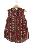 Vorschaubild 1 von Bluse Ethno Muster Orange Schwarz Weiß Gr. 40