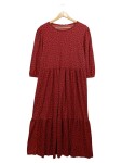 Vorschaubild 1 von Freizeitkleid Gr. 40 rot Blumenmuster Langarm