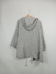 Vorschaubild 2 von Strickjacke Damen Strickmuster Kapuze Grau Gr. 52 Leinen