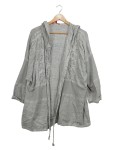 Vorschaubild 1 von Strickjacke Damen Strickmuster Kapuze Grau Gr. 52 Leinen