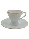 Vorschaubild 1 von Tasse Unterteller Porzellan Weiß Goldrand