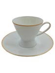 Vorschaubild 1 von Tasse Unterteller Porzellan Weiß Goldrand