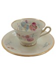 Vorschaubild 1 von Tasse Unterteller Goldrand Blumenmuster Porzellan