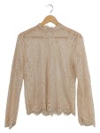 Vorschaubild 1 von Langarmshirt Spitze Blumenmuster Beige Gr. 38