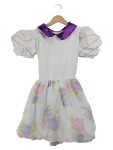 Vorschaubild 1 von festliches Kleid Blumenmuster Lila Kragen Puffärmel Gr. 140