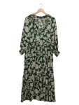 Vorschaubild 1 von Maxikleid Damen Gr. 34 Grün Blumenmuster Langarm Boho Sommerkleid