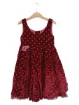 Vorschaubild 1 von Festkleid Mädchen Gr. 104 Rot Samt Punkte Schleife Tüll