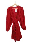 Vorschaubild 1 von Festliches Wickelkleid Rot Gr. 36 Puffärmel Bindegürtel