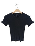 Vorschaubild 1 von Damen T-Shirt Rüschenärmeln Rippstrick Schwarz Gr.38