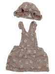 Vorschaubild 1 von Baby Mädchen Trägerkleid Set Haube Gr. 74 Rosa Blumenmuster Baumwolle