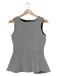Vorschaubild 1 von Bluse Gr. 38 schwarz weiß Punkte Peplum Reißverschluss