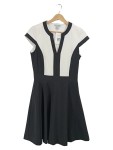 Vorschaubild 1 von Businesskleid Gr. 36 schwarz weiß V-Ausschnitt A-Linie