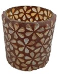 Vorschaubild 1 von Windlicht Mosaik Blumen Amber Glas Teelichthalter