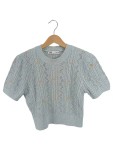 Vorschaubild 1 von Pullover Gr. 38 hellblau Blumenmuster Lochmuster