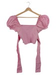 Vorschaubild 1 von Crop Top Puffärmel Rosa Gr. 38 Baumwolle
