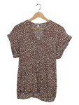 Vorschaubild 1 von Bluse Blumenmuster V-Ausschnitt Kurzarm Gr. 36