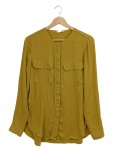 Vorschaubild 1 von Hemdbluse Bluse Langarm Olivgrün Brusttaschen Gr. 36