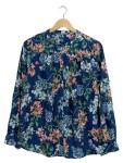 Vorschaubild 1 von Bluse Blumenmuster Dunkelblau Langarm Gr. 38