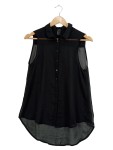 Vorschaubild 1 von Bluse Schwarz Ärmellos Hemdkragen Oversized Fit Gr. 36