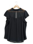 Vorschaubild 1 von Bluse Schwarz Spitze Kurzarm Damen Gr. 46