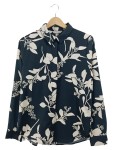 Vorschaubild 1 von Bluse Gr. 36 schwarz weiß Blumenmuster Langarm