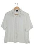 Vorschaubild 1 von Bluse Schmucksteine Kragen Weiß Kurzarm Elegant Gr. 36