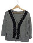 Vorschaubild 1 von Strickjacke Spitzenbesatz Gr. 40 Grau Damen