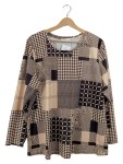 Vorschaubild 1 von Langarmshirt Patchwork Gr. 46 Beige Schwarz