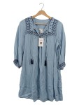 Vorschaubild 1 von Jeanskleid Blau Bestickt Quasten Gr. 38