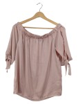 Vorschaubild 1 von Bluse Off Shoulder Rosa Langarm Schleifen Gr. 38