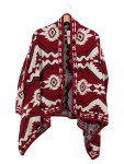 Vorschaubild 1 von Strickjacke Damen Gr. 34 Ethno Muster Rot Cardigan