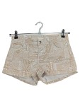 Vorschaubild 1 von Damen Shorts Gr. 36 Beige Weiß Geometrisch Muster High Waist