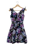 Vorschaubild 1 von Sommerkleid Mädchen Gr. 170 Blumenmuster Schwarz Lila Blau V-Ausschnitt