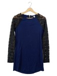 Vorschaubild 1 von Langarmshirt Spitzenärmel Dunkelblau Gr. 34