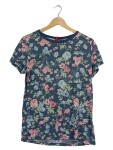 Vorschaubild 1 von T-Shirt Blumenmuster Blau Kurzarm Gr. 34