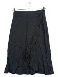 Vorschaubild 1 von Wickelrock Damen Gr. 36 Schwarz Rüschen Leinen