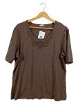 Vorschaubild 1 von T-Shirt Damen Gr. 42 Braun Perlen-Applikation Kurzarm