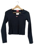 Vorschaubild 1 von Langarmshirt Damen Schwarz Gr. 40/L Baumwolle Elasthan Uni Basic Freizeit