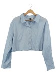 Vorschaubild 1 von Hemdbluse Gr. 40 hellblau Langarm Cropped Oversized