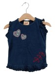 Vorschaubild 1 von Kinder Top Gr. 92 Blau Herzen Blumen Applikation