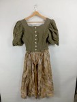 Vorschaubild 2 von Dirndl Damen Gr. 42/XL Grün Leinen Uni Traditionell Festlich Midikleid