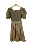 Vorschaubild 1 von Dirndl Damen Gr. 42/XL Grün Leinen Uni Traditionell Festlich Midikleid
