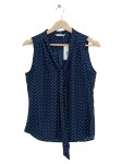 Vorschaubild 1 von Bluse Polka Dot Schleife Ärmellos Dunkelblau Gr. 36