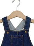 Vorschaubild 3 von Jeanskleid Kinder Blau Gr. 80 Baumwolle Uni Casual Alltag Knopf
