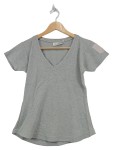 Vorschaubild 1 von T-Shirt Damen Gr. 38 Grau V-Ausschnitt Basic